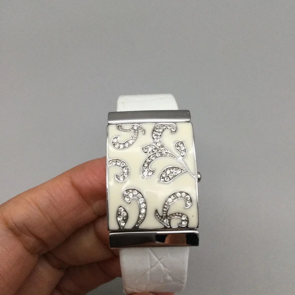 Victoria Wieck Hidden Dial Womens Watch 23mm MOP Dial Open Cuff New Battery